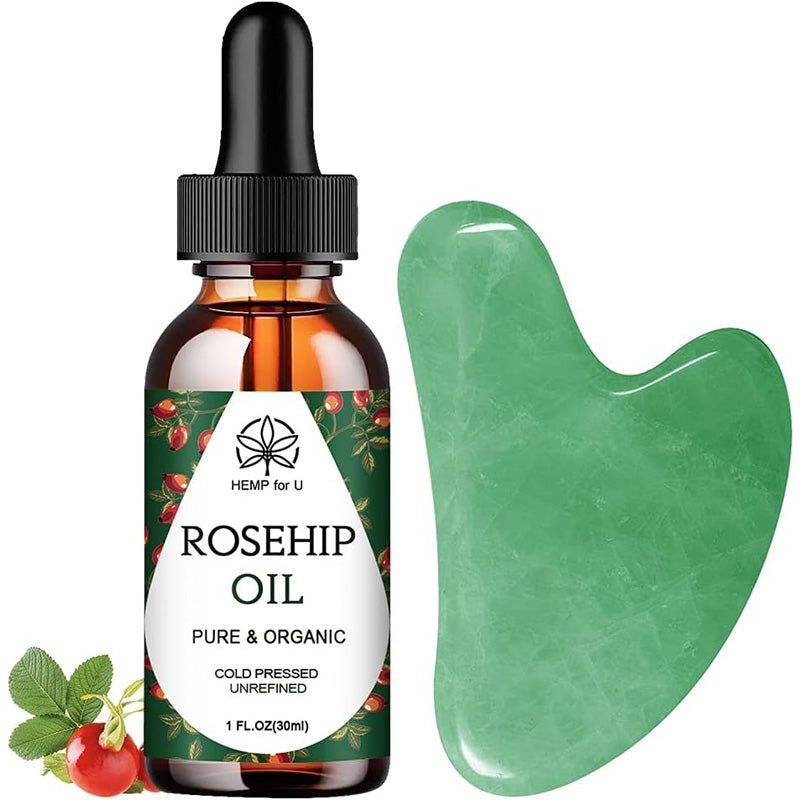 Gua-Sha Set mit Hagebuttenöl und Reise-Etui