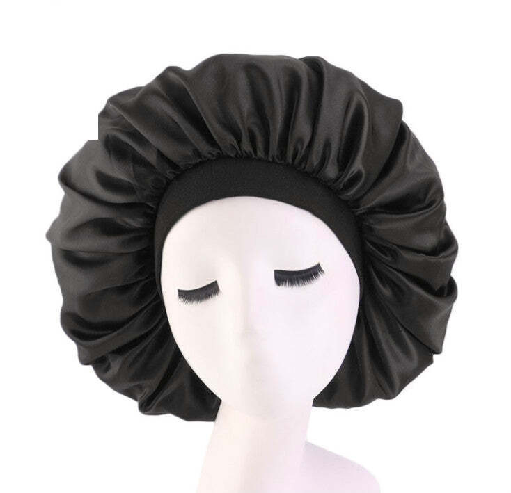 Satin-Schlafhaube schwarz